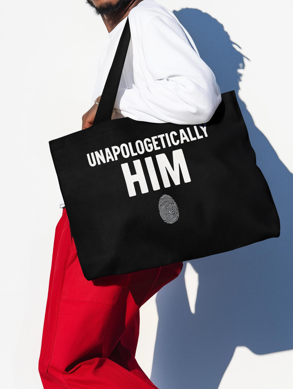 UNAPOLOGETICALLY HIM Premium Large Organic Tote Bag (Front + Back Print)
