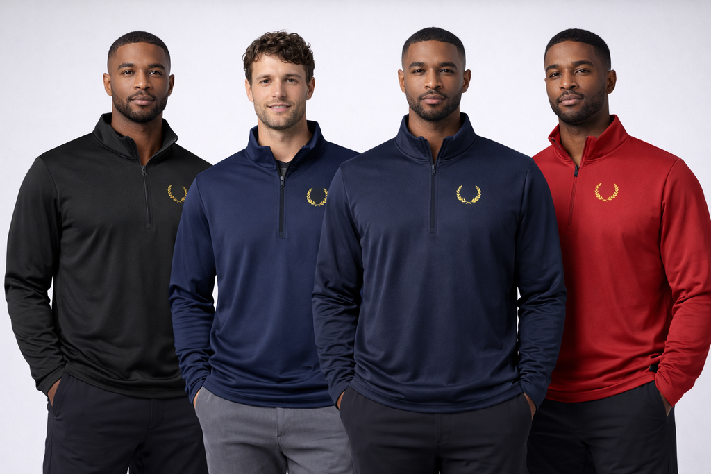 The Laurel Lightweight Quarter-zip Pullover – Gold Micro Crest Edition